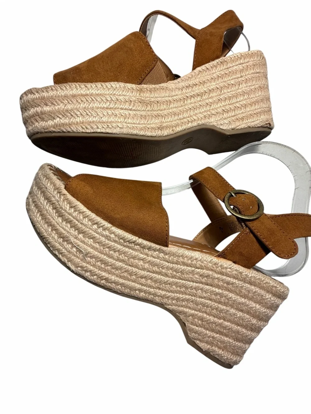 Sechelles Espadrille Suede Open-Toe Ankle Strap Wedge Sandals Sz 7.5